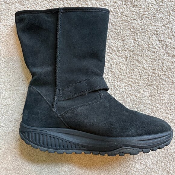 Skechers Shape Ups Women's Winter Boots Size 7 Black Suede Faux Fur - Picture 6 of 11